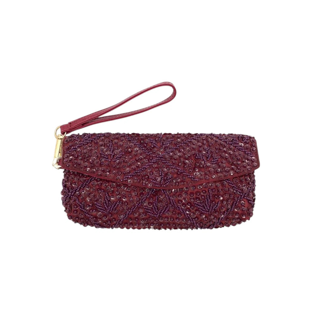 Violet & Brooks Women's Lila Sequin Wristlet Burgundy